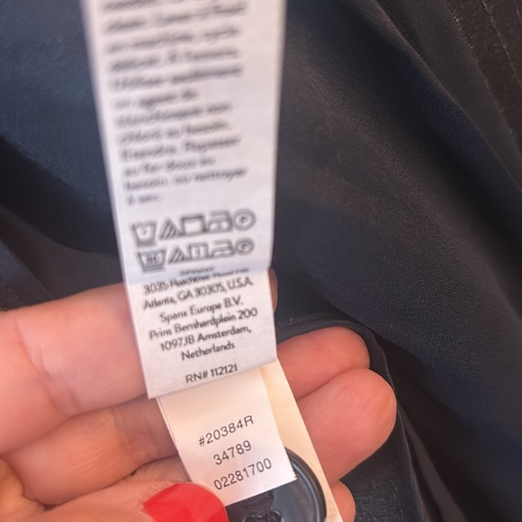 Spanx The Perfect Collarless Navy Pinstripe Single Button Blazer Sz L - Picture 12 of 12